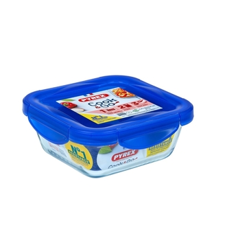 Förvaringslåda i glas Cook&Go Blå fyrkantig 16 cm PYREX®