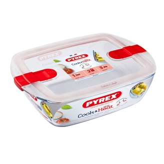 Förvaringslåda i glas Cook&Heat Röd rektangulär 23 cm PYREX®