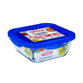 Förvaringslåda i glas Cook&Go Blå fyrkantig 21 cm PYREX®