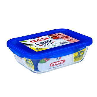 Förvaringslåda i glas Cook&Go Blå rektangulär 30 cm PYREX®
