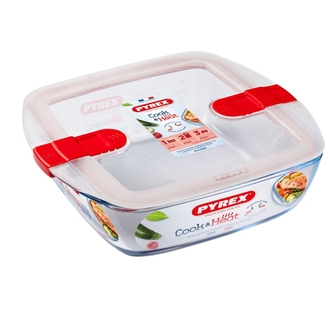 Förvaringslåda i glas Cook&Heat fyrkantig Röd 25 cm PYREX®