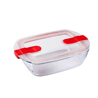 Förvaringslåda i glas Cook&Heat rektangulär Röd 28 cm PYREX®