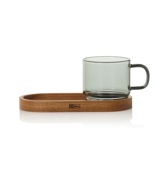 Espressokopp på Bricka Impact Grå/Acacia 70 ml ADHOC