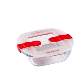 Förvaringslåda i glas Cook&Heat fyrkantig Röd 25 cm PYREX®